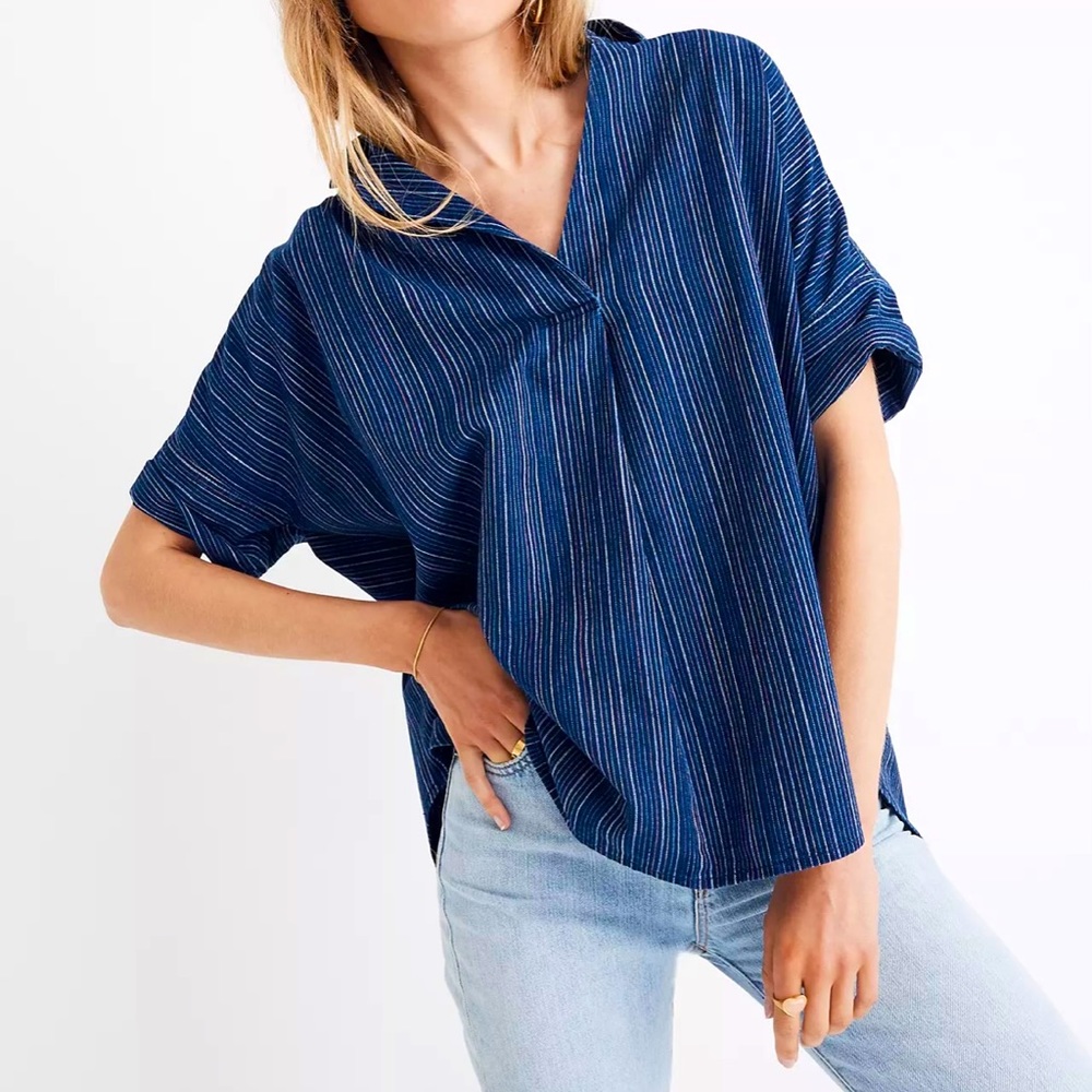 Madewell Courier Button-Back Shirt in Cecile Stripe
